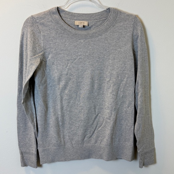 LOFT Outlet Gray Cotton Crewneck Sweater Women’s Small - Picture 1 of 4